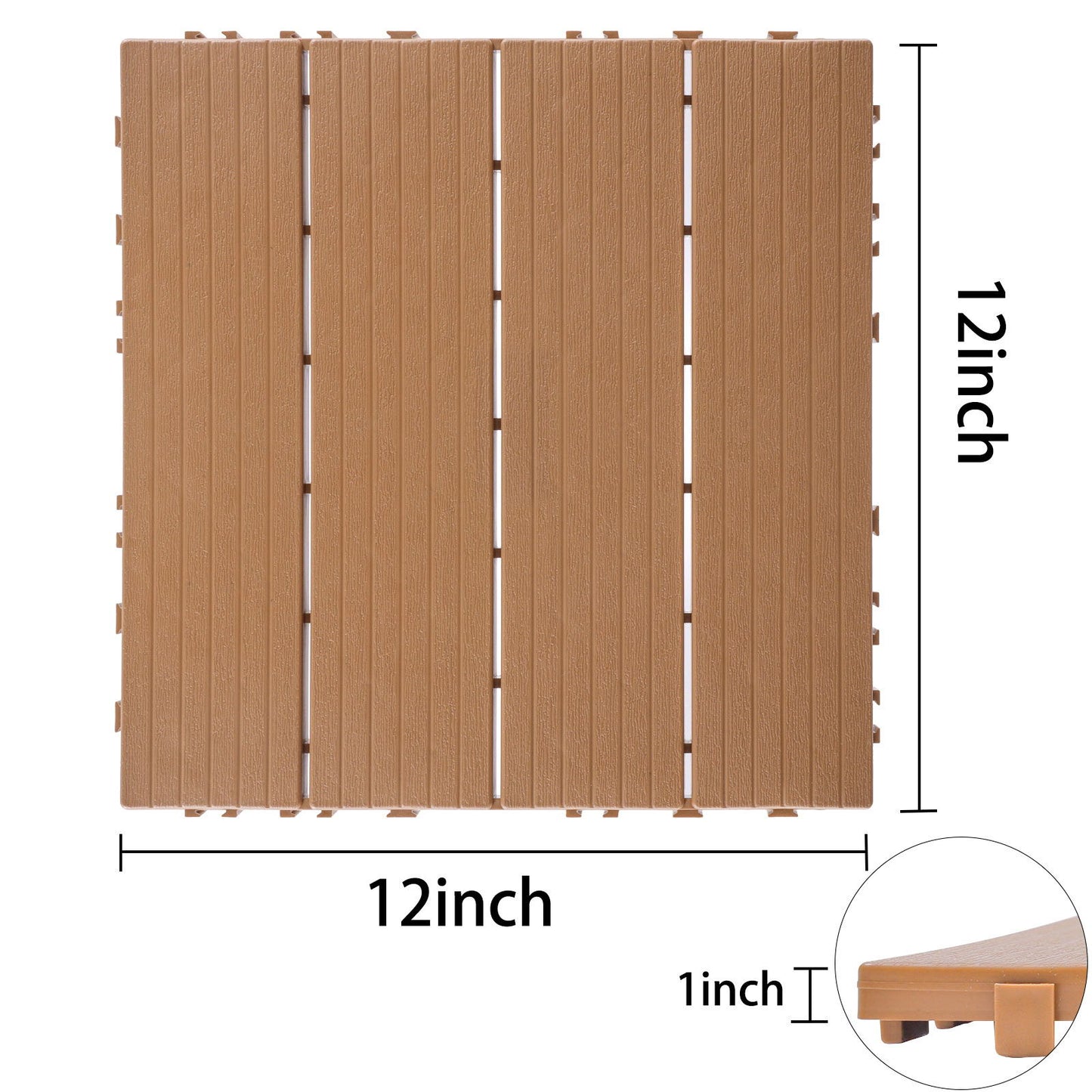Plastic Interlocking Deck Tiles, Patio Flooring Outdoor Waterproof All Weather Use