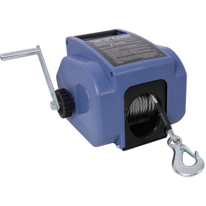 Reversible Electric 12V Trailer Winch For Boats Up To 5000 Lbs, Galvanized Wire Rope Casing - Blue