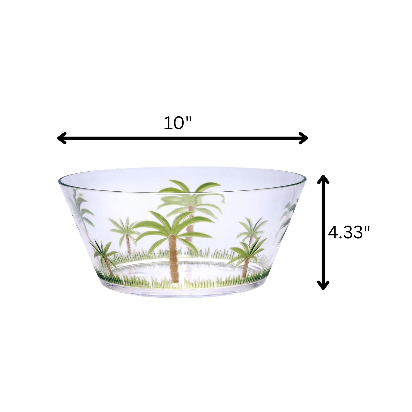 Palm Tree Acrylic Serving Bowls, Unbreakable Large Plastic Bowls