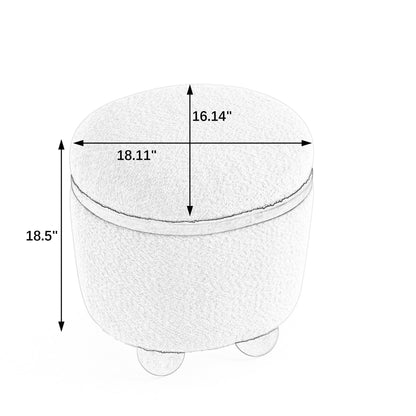 Modern Round Storage Ottoman With Cushioned Seat And Storage Space Dark Loop Yarn Small Size - Green