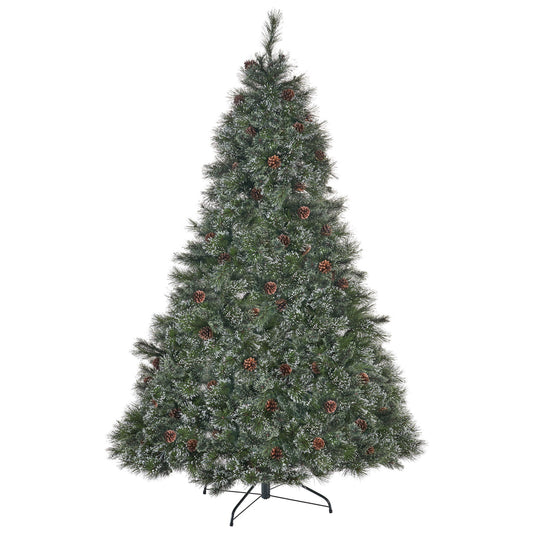 Cashmere And Snow Bristle Mixed Christmas Tree With Pine Cones - Green