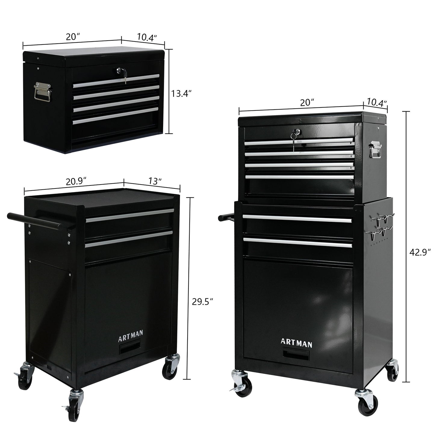 High Capacity Rolling Tool Chest With Wheels And Drawers, Storage Cabinet