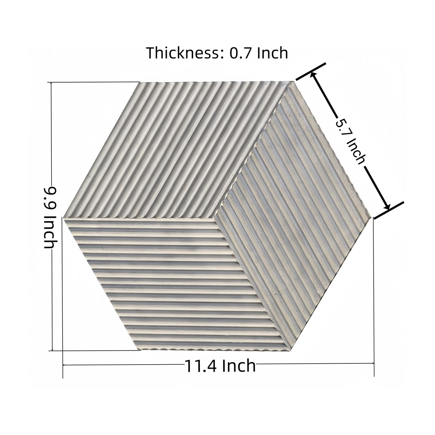 Hexagon Natural Stone Marble Tile, 3D Fluted (Set of 12)