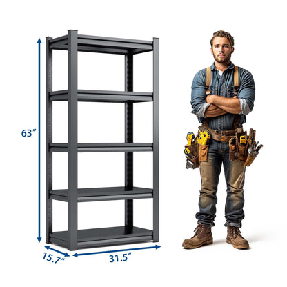 Industrial Heavy Duty Metal Garage Shelving Unit, Adjustable Storage Rack