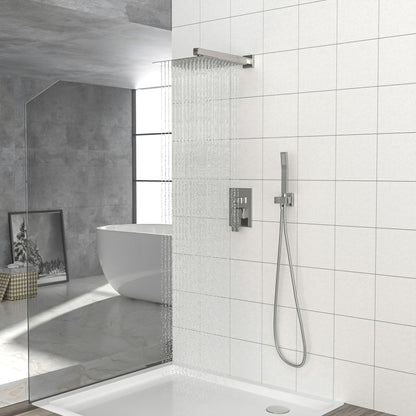 Dual Shower Head System With 12" Wall Mounted Square Rain Shower And Rough In Valve