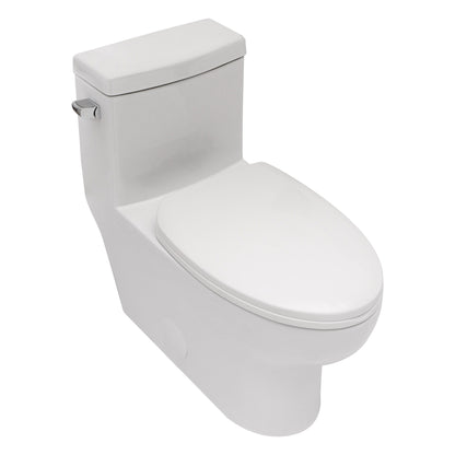 Modern Ceramic 1 Piece Toilet With Single Flush And Soft Closing Seat - White