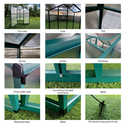 Polycarbonate Walk-In Greenhouse, Raised Base For Outdoor In All Season