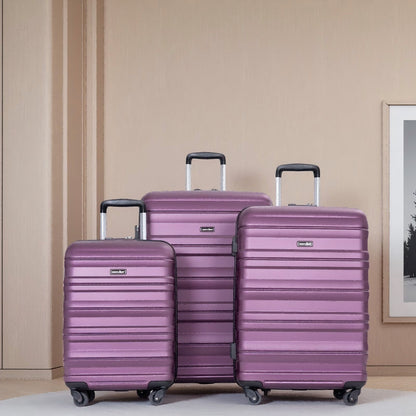 Expandable 3 Piece Luggage Sets Pc Lightweight & Durable Suitcase With Two Hooks, Spinner Wheels, Tsa Lock, (21/25/29) - Dark Purple