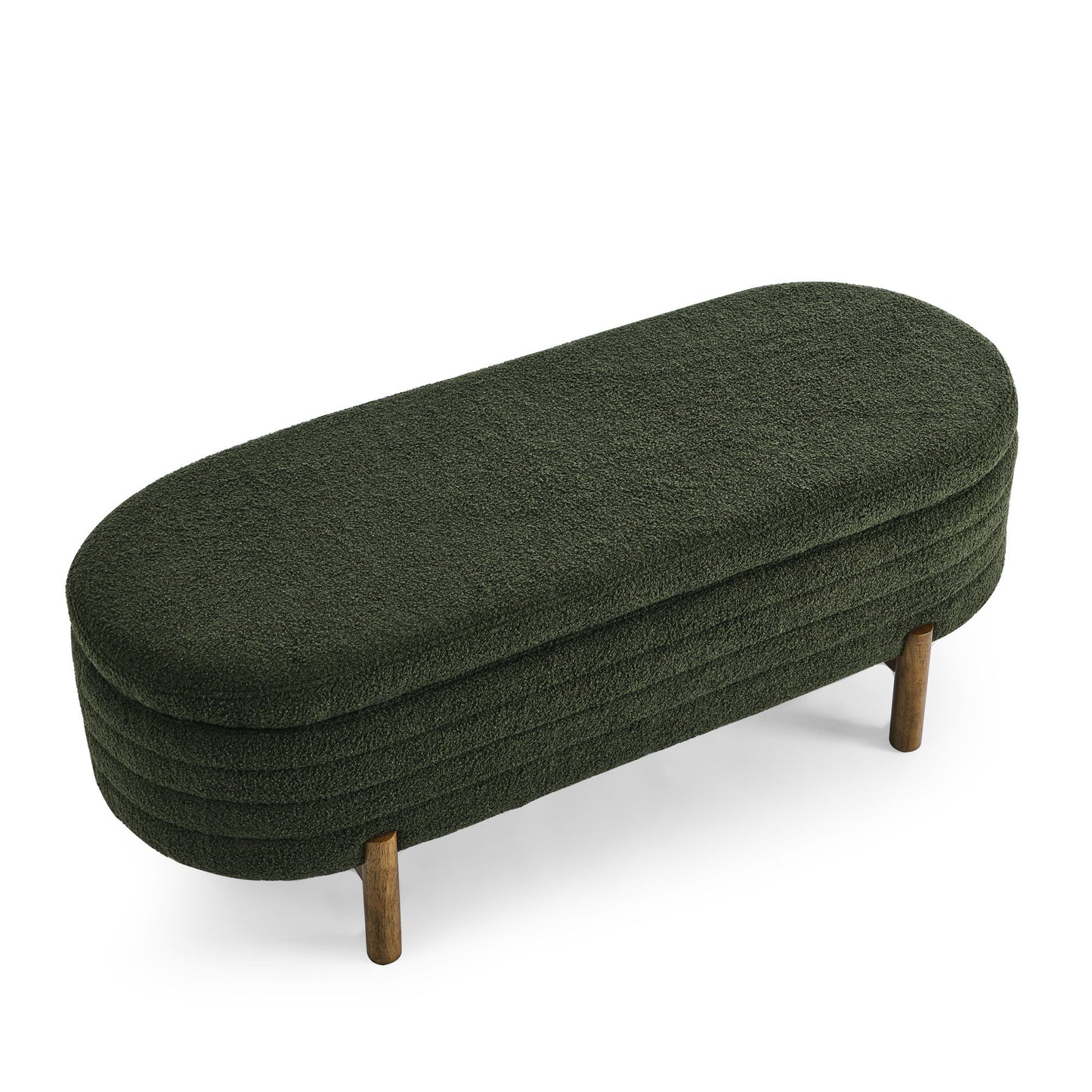 Oval Ottoman Storage Bench With Rubber Wood Legs