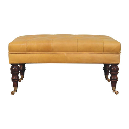 Buffalo - Leather Ottoman With Castor Legs