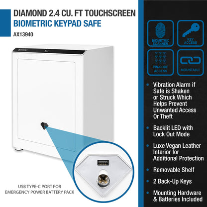 Diamond Touchscreen Biometric Keypad Security Safe