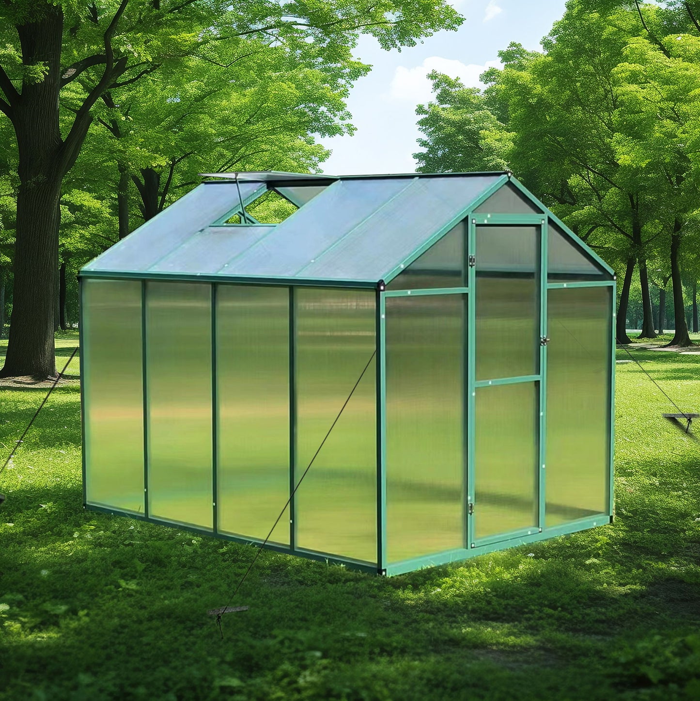 Polycarbonate Walk-In Greenhouse, Raised Base For Outdoor In All Season