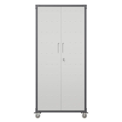 Metal Garage Storage Cabinet With Wheels Heavy Duty Tool Storage Cabinet - Brushed Nickel