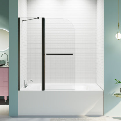 Frameless Folding Shower Doors For Bathtub With Pivot Tub Glass Door, 1 / 4" Tempered Glass