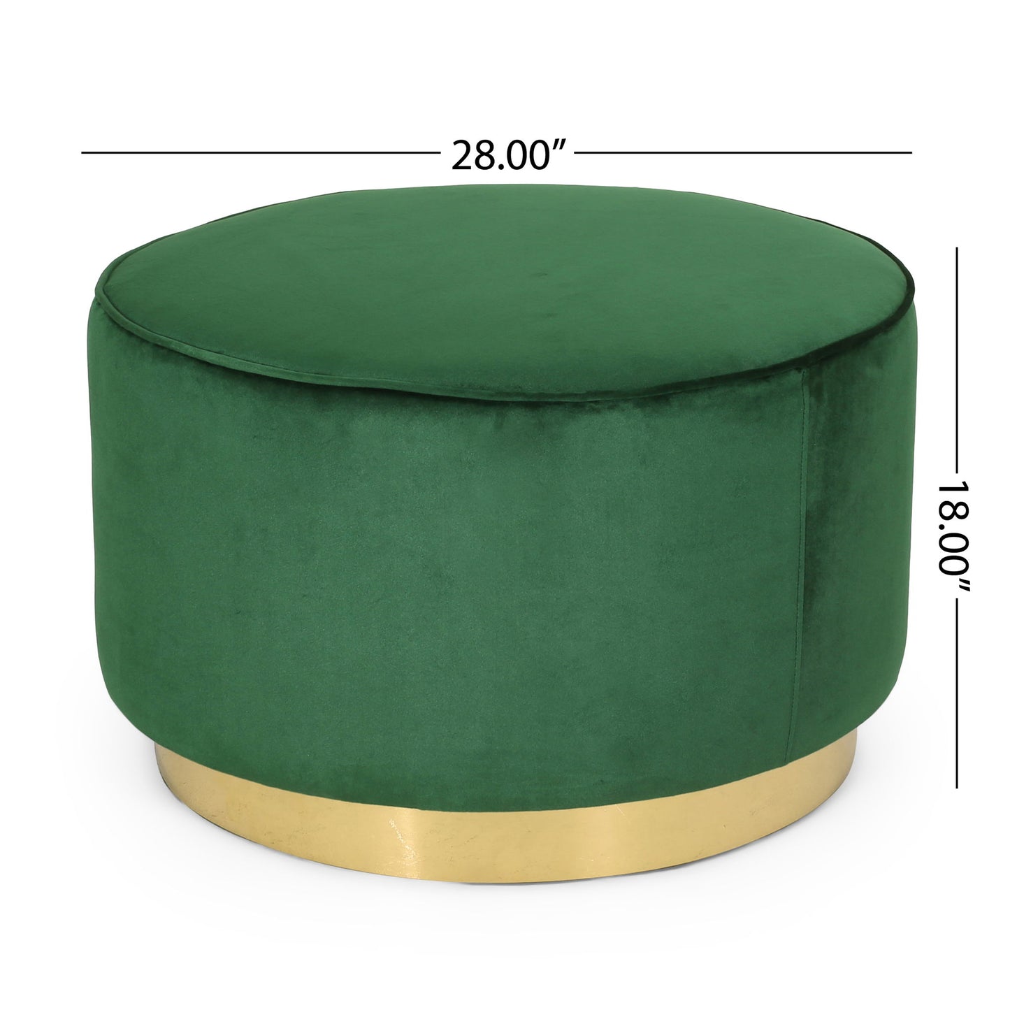 Round Velvet Ottoman, Upholstered Foot Stool For Living Room, Entryway - Emerald