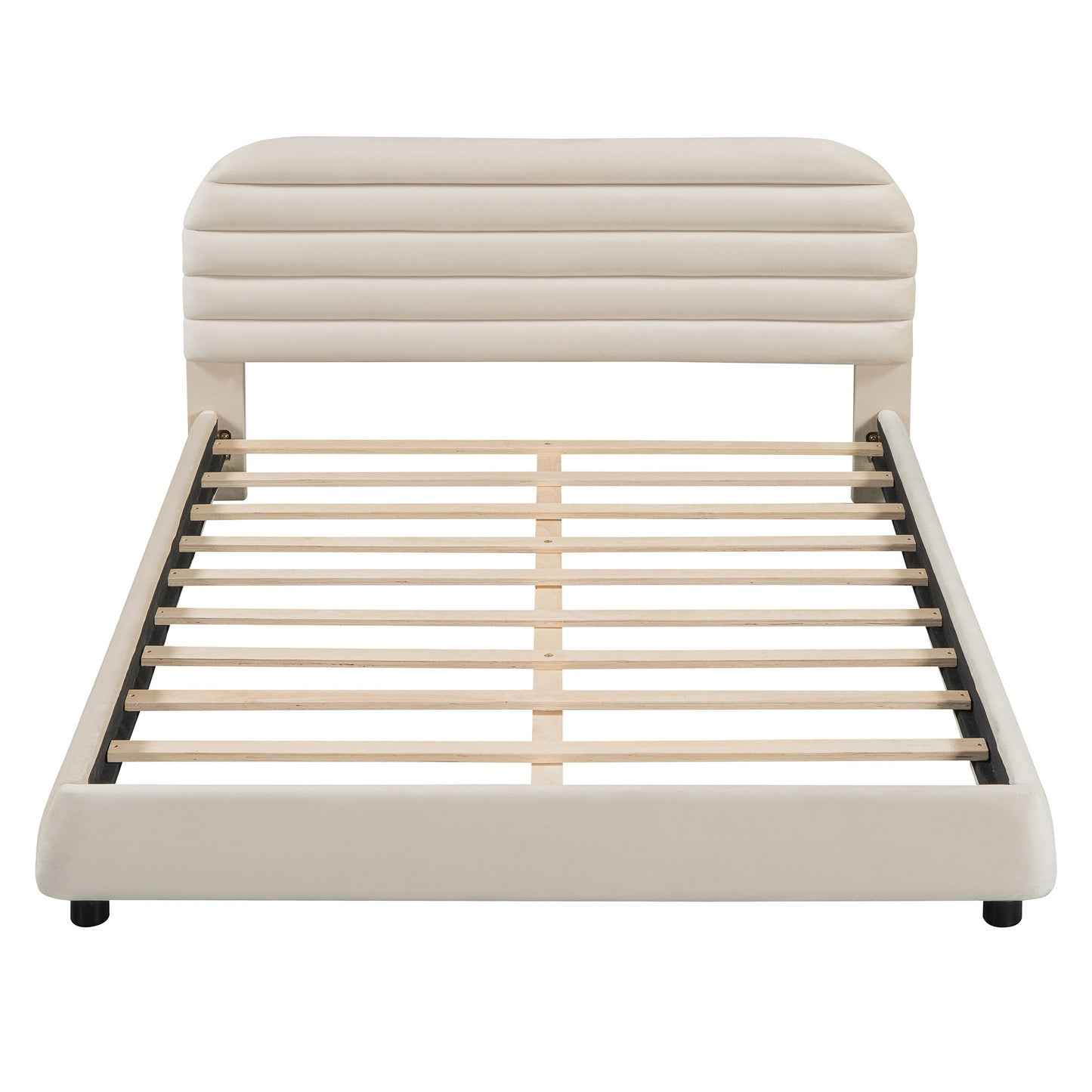 Upholstered Platform Bed Frame And Stylish Curve Shaped Design