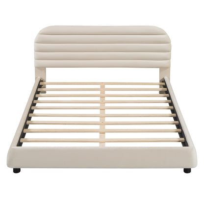 Upholstered Platform Bed Frame And Stylish Curve Shaped Design