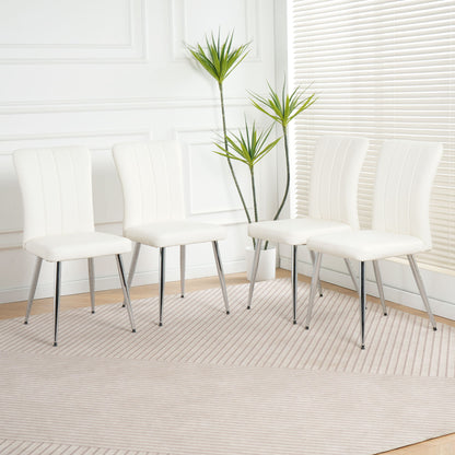 Modern Dining Chair With Electroplated Metal Legs (Set of 4)
