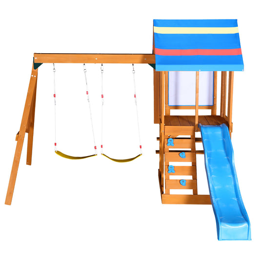 Children's Playset 3 In 1 With Slide, Swings, And Climber