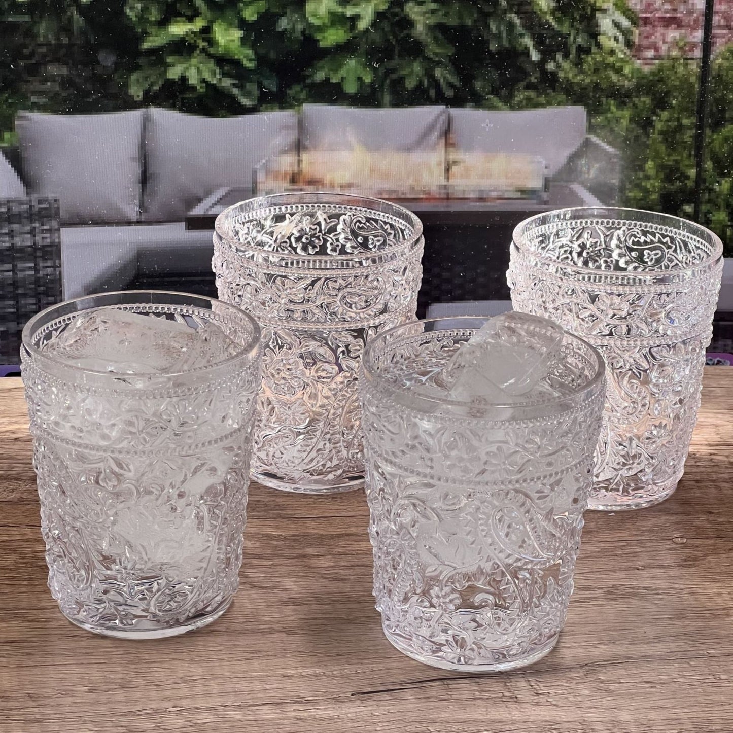 Paisley Acrylic Glasses Drinking (Set of 4)