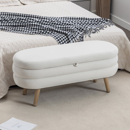 Velvet Fabric Storage Bench With Wood Legs