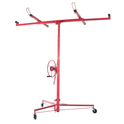 Drywall Panel Lifter Drywall Panel Hoist Jack Lifter Jack Rolling Caster Panel Hoist 11Ft - Red