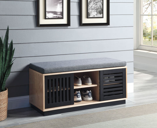 Gamaliel - Bench With Storage - Oak / Espresso