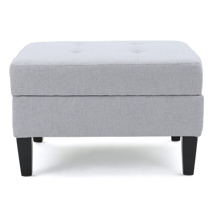 Ottoman With Birch Wood Legs And Cushioned Top For Comfort