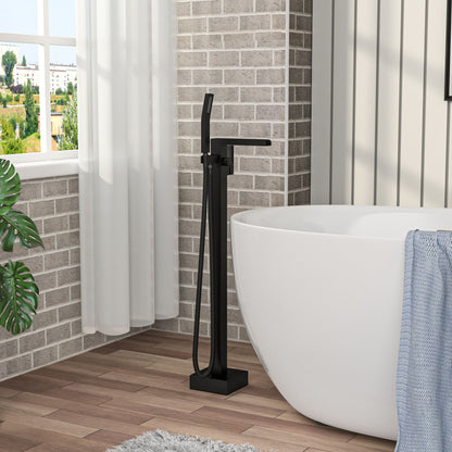 Freestanding Bathtub Faucet With Waterfall Tub Filler And Hand Shower