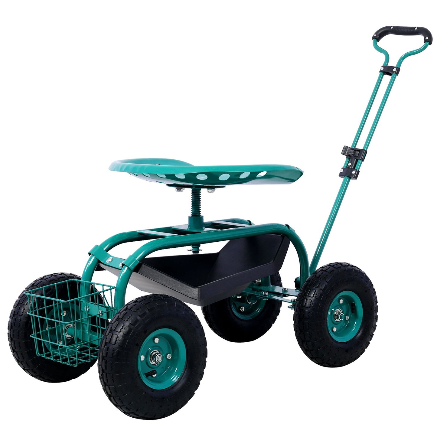 Rolling Garden Scooter Cart Seat With Wheels, 360 Swivel, Tool Tray