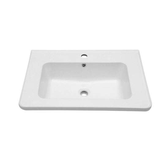 Rectangular Single Vanity Top With 1 Faucet Hole And Overflow, 28 X 19" - White