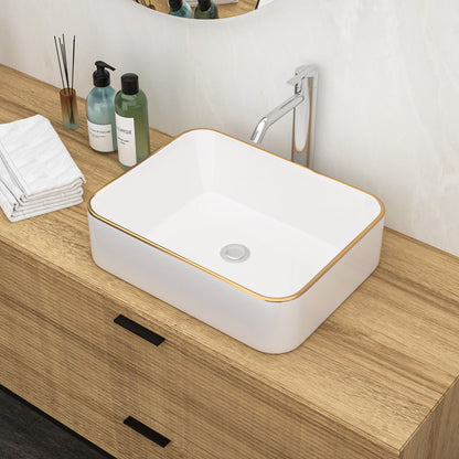 Modern European Style Ceramic Rectangular Vessel Bathroom Sink