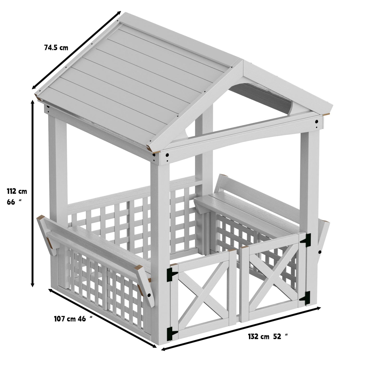 Outdoor Wooden Playhouse With Bench And Door - White