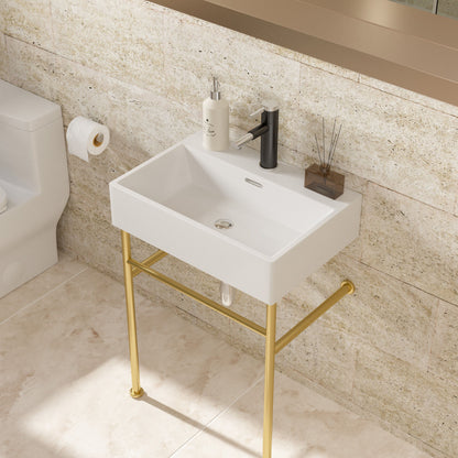 Ceramic Console Bathroom Sink With Overflow