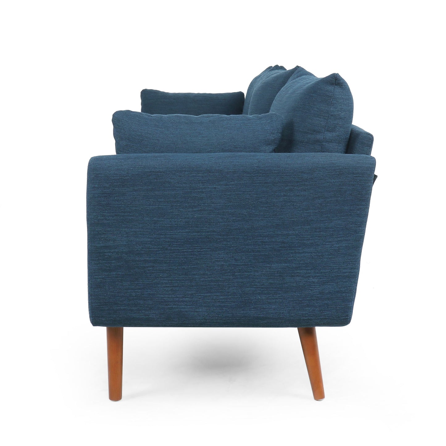 Diaphanous - Upholstered 3 Seater Sofa With 2 Accent Pillows And Wood Legs
