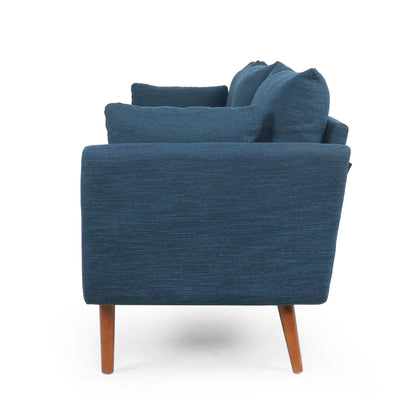 Diaphanous - Upholstered 3 Seater Sofa With 2 Accent Pillows And Wood Legs