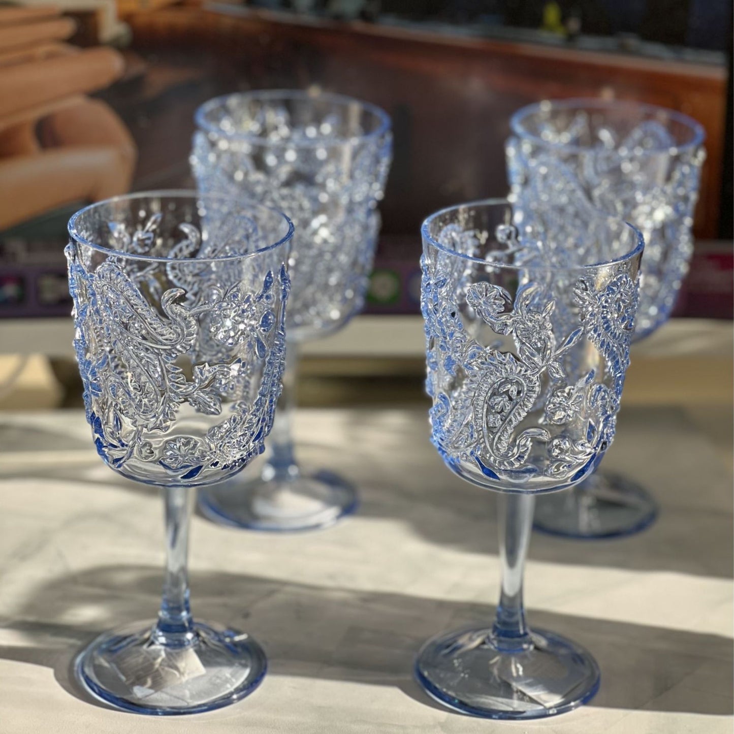 Paisley Acrylic Wine Glasses (Set of 4)