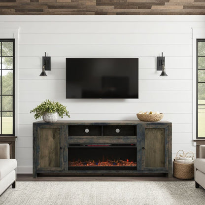 Joshua Creek - Electric Fireplace TV Stand For TVs Up To 95" - Barnwood