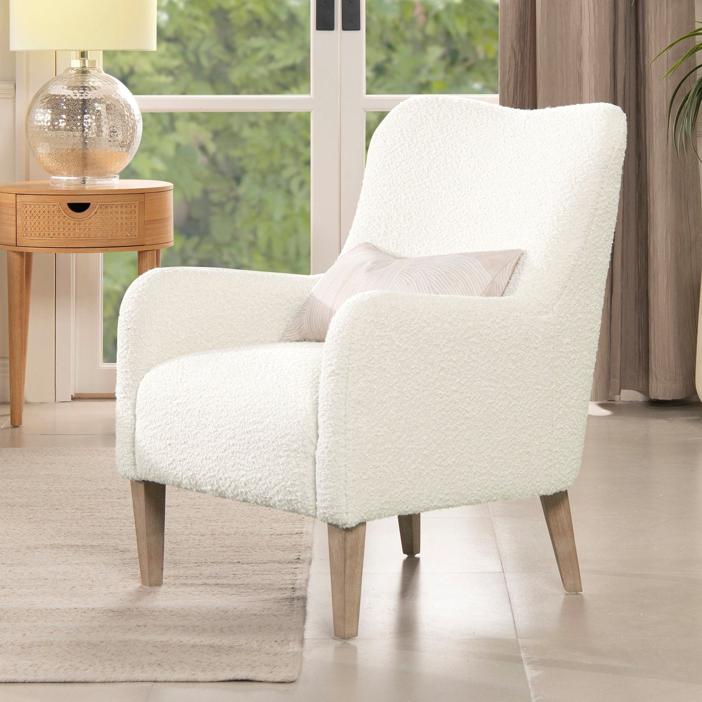 Nimbus - Curved Accent Chair - Ivory White