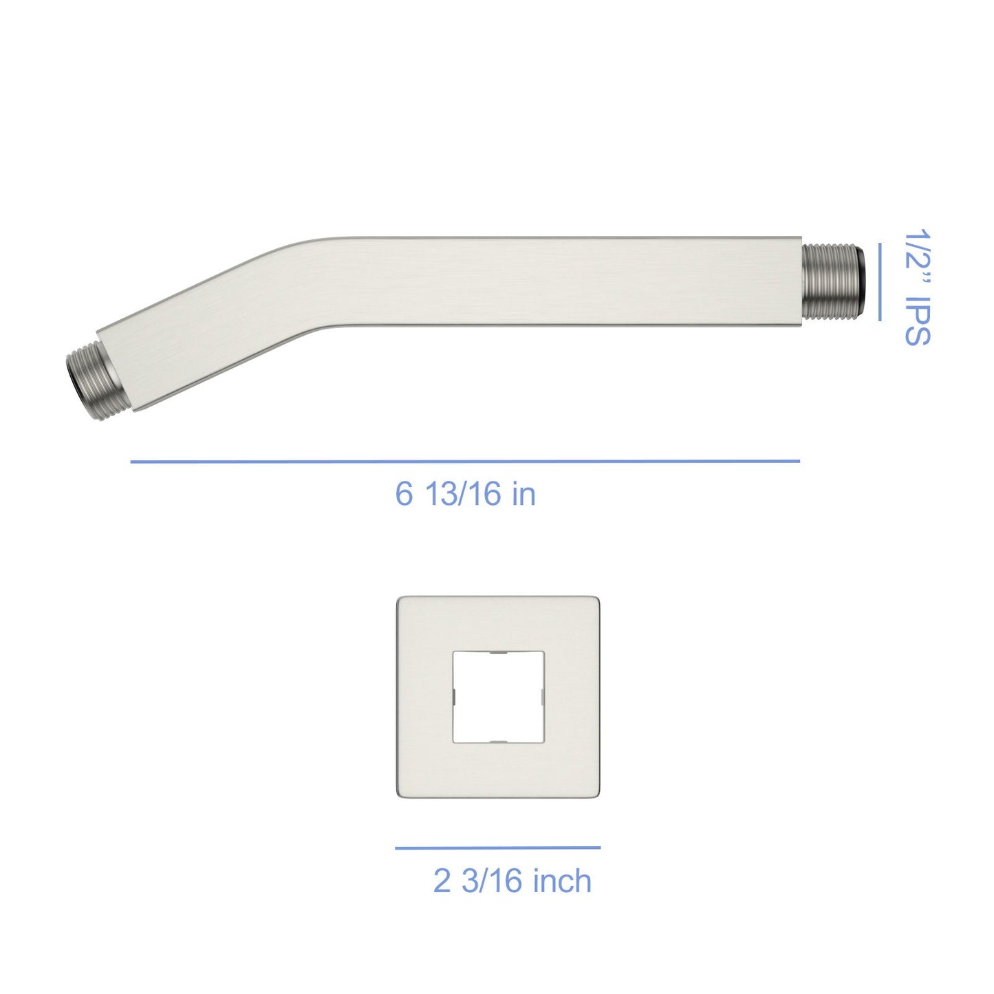 Elegant 6" Shower Arm With Flange, Stainless Steel Construction For Rain Shower Heads