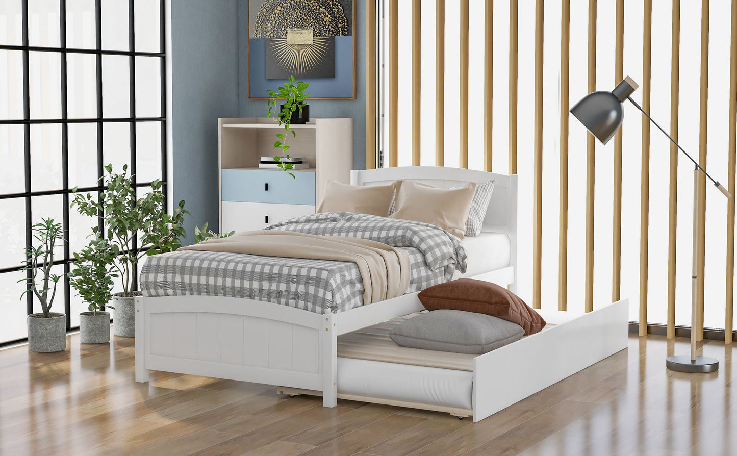 Platform Bed & Headboard, Footboard And Wood Slat Support