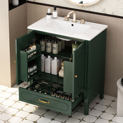 Vintage Style Bathroom Vanity With Sink, Multi Functional Storage, Soft-Closing Door