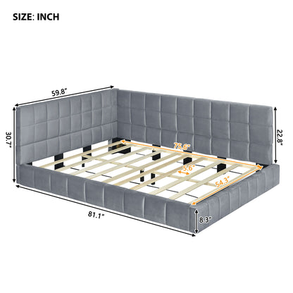 Full Size Upholstered Classic Mid Century Modern Daybed / Sofa Bed Frame, Elegant Design - Gray