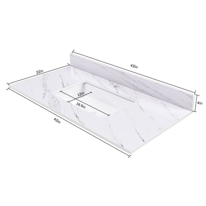 Bianco Carrara Venato Marble Vanity Top With Pre Drilled Faucet Hole And Undermount Sink