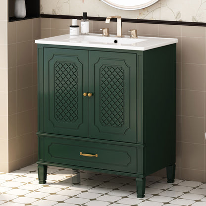 Vintage Style Bathroom Vanity With Sink, Multi Functional Storage, Soft-Closing Door