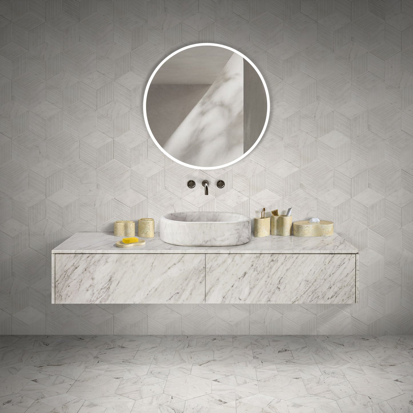 Elegant Natural Marble Bathroom Accessories Set