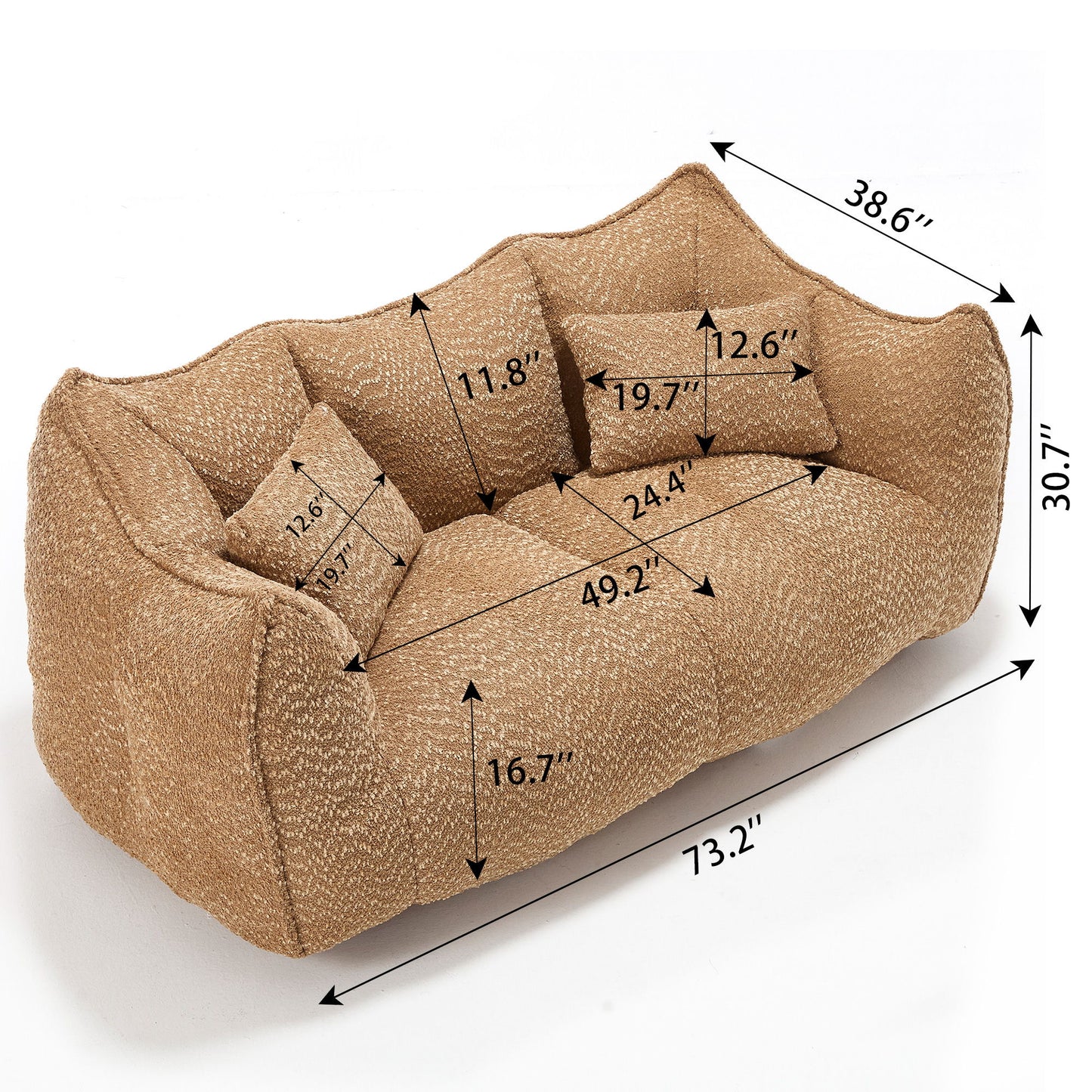 Comfortable Dual Beanbag Chair With High Resilience Foam Core For 2 People