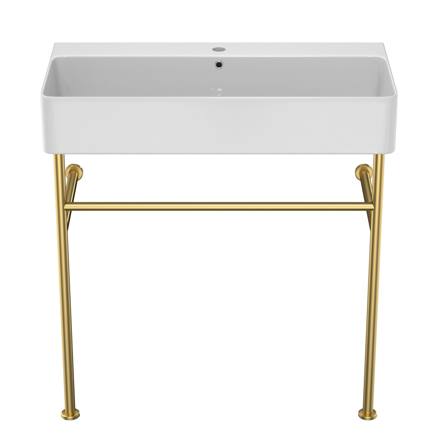 Ceramic Console Bathroom Sink With Overflow