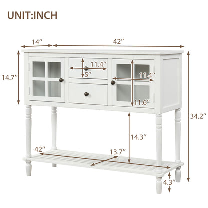 Hearth & Haven Stella Buffet Storage Cabinet With Bottom Shelf, White