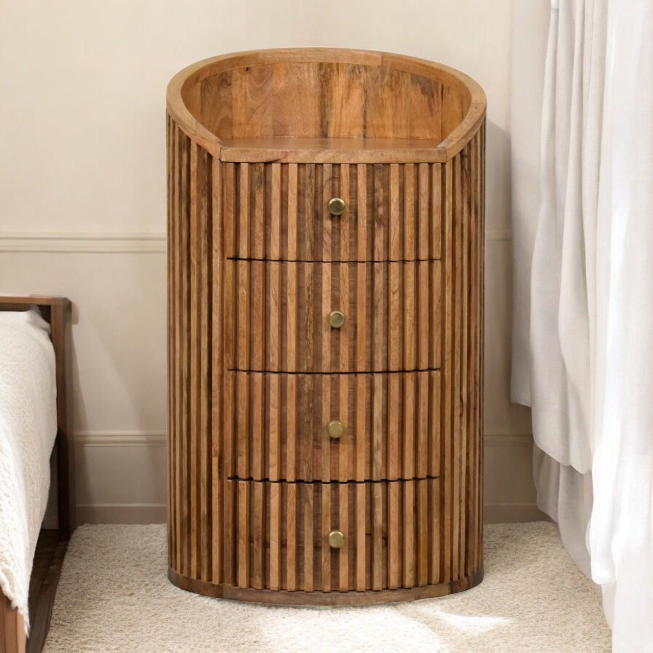 Soba - Bedside Table, 4 Drawer - Oak